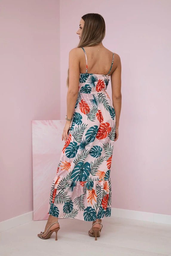 Dress with a leaf motif 9282 / – Powder цвет / color | Lexline Fashion