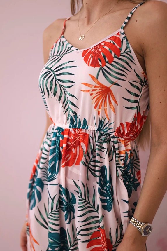 Dress with a leaf motif 9282 / – Powder цвет / color | Lexline Fashion