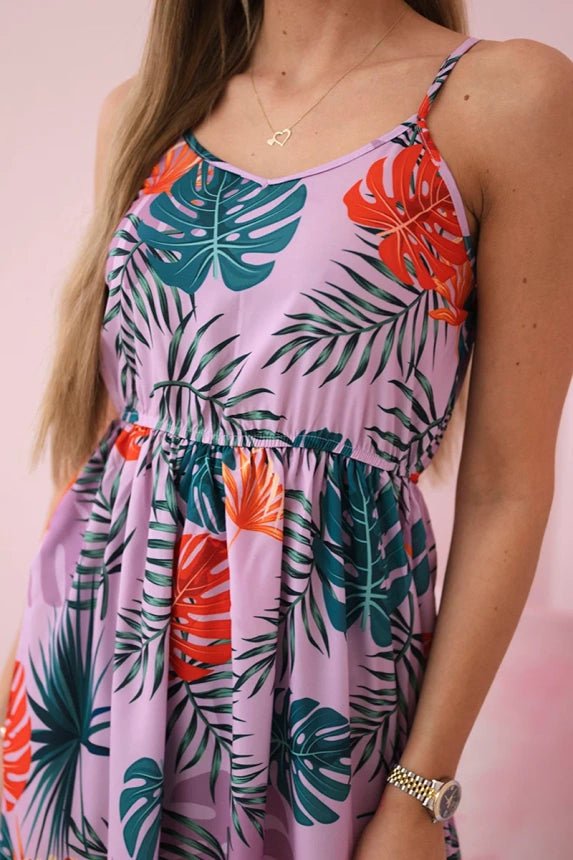 Dress with a leaf motif 9282 / – Purple цвет / color | Lexline Fashion
