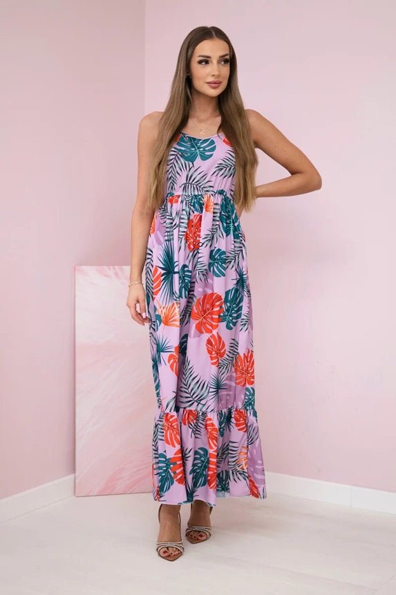 Dress with a leaf motif 9282 / – Purple цвет / color | Lexline Fashion