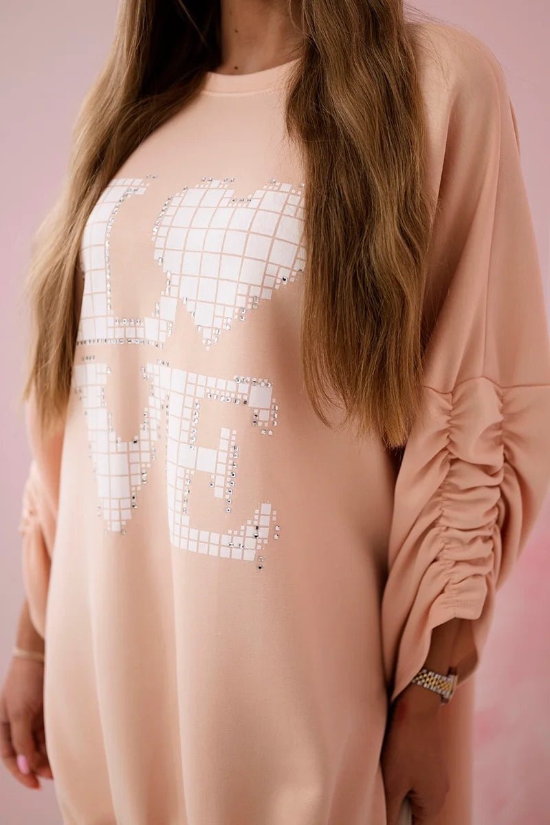 Dress with a longer back ART22492 / – Apricot цвет / color | Lexline Fashion