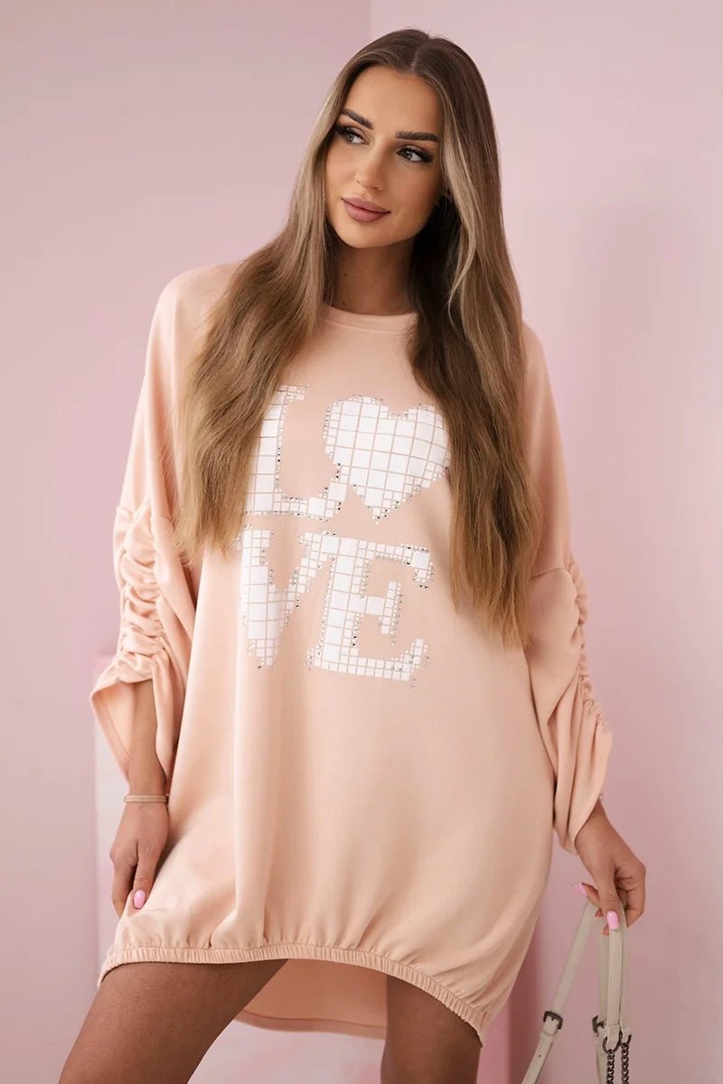 Dress with a longer back ART22492 / – Apricot цвет / color | Lexline Fashion