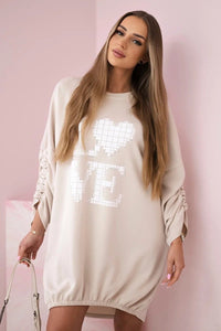 Dress with a longer back ART22492 / – Beige цвет / color | Lexline Fashion
