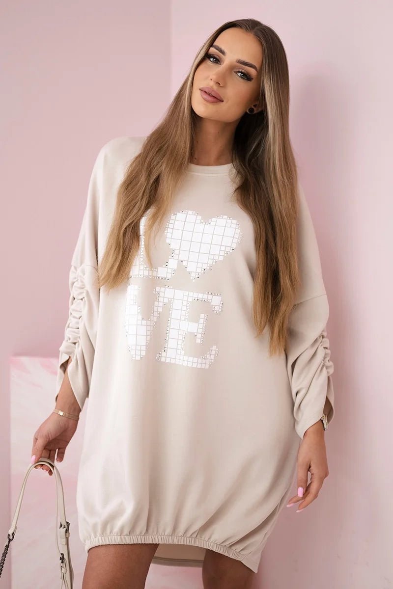 Dress with a longer back ART22492 / – Beige цвет / color | Lexline Fashion