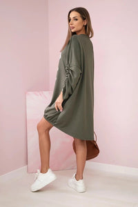 Dress with a longer back ART22492 / – Khaki цвет / color | Lexline Fashion