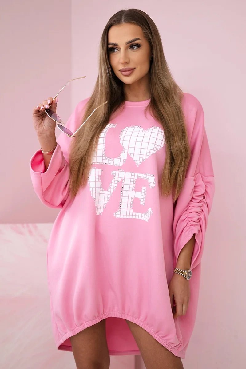 Dress with a longer back ART22492 / – Light || Pink цвет / color | Lexline Fashion