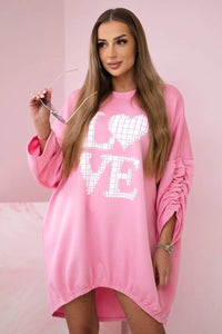 Dress with a longer back ART22492 / – Light || Pink цвет / color | Lexline Fashion