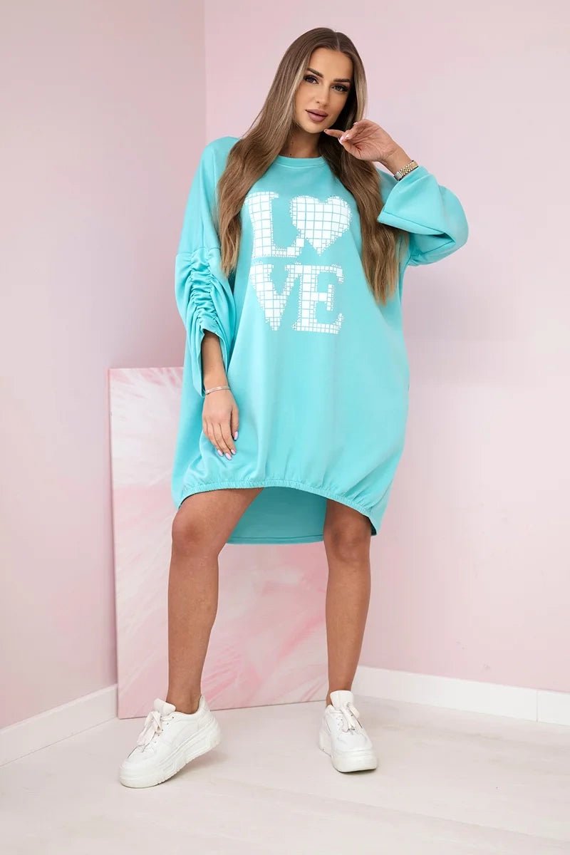 Dress with a longer back ART22492 / – Mint цвет / color | Lexline Fashion