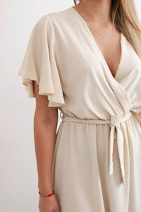 Dress with a plunging neckline IT - 42 / – Beige цвет / color | Lexline Fashion