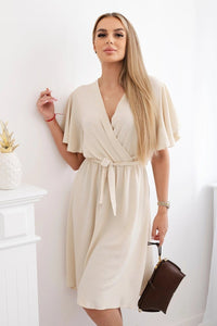 Dress with a plunging neckline IT - 42 / – Beige цвет / color | Lexline Fashion