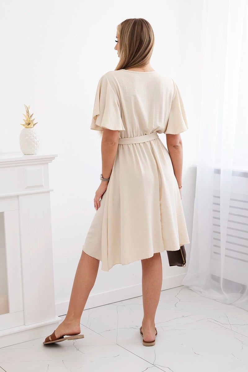 Dress with a plunging neckline IT - 42 / – Beige цвет / color | Lexline Fashion