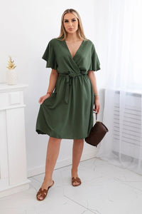 Dress with a plunging neckline IT - 42 / – Khaki цвет / color | Lexline Fashion