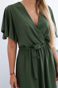 Dress with a plunging neckline IT - 42 / – Khaki цвет / color | Lexline Fashion