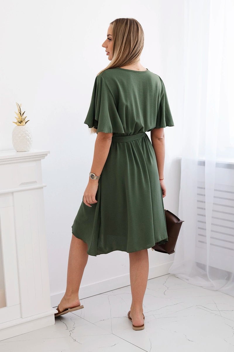 Dress with a plunging neckline IT - 42 / – Khaki цвет / color | Lexline Fashion