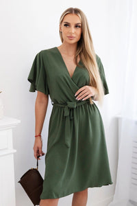 Dress with a plunging neckline IT - 42 / – Khaki цвет / color | Lexline Fashion