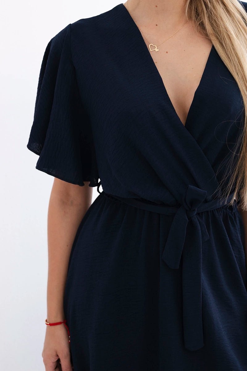 Dress with a plunging neckline IT - 42 / – Navy blue цвет / color | Lexline Fashion