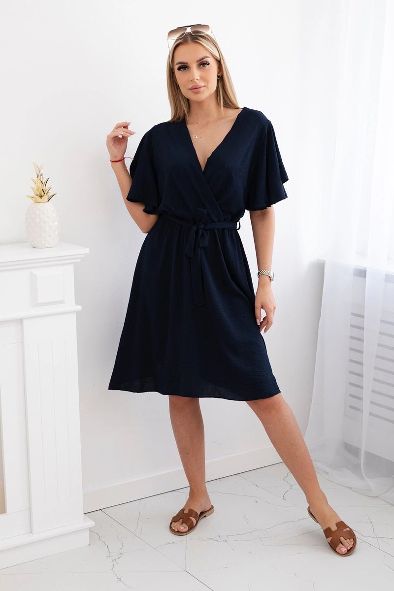 Dress with a plunging neckline IT - 42 / – Navy blue цвет / color | Lexline Fashion