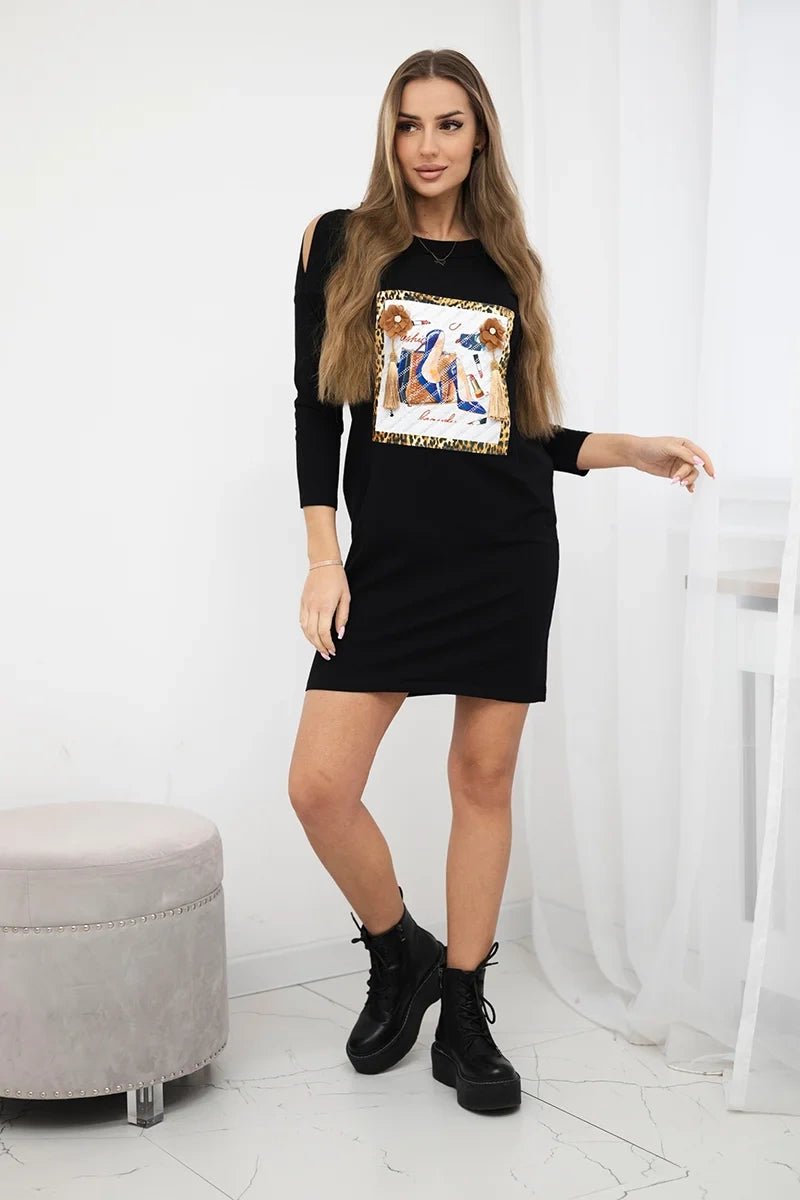 Dress with a print 66828 / – Black цвет / color | Lexline Fashion