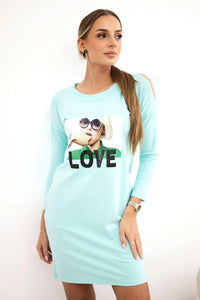 Dress with a print 66857 / – Mint цвет / color | Lexline Fashion