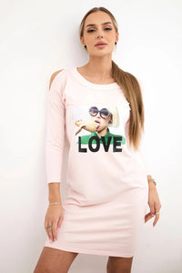 Dress with a print 66857 / – Powder цвет / color | Lexline Fashion