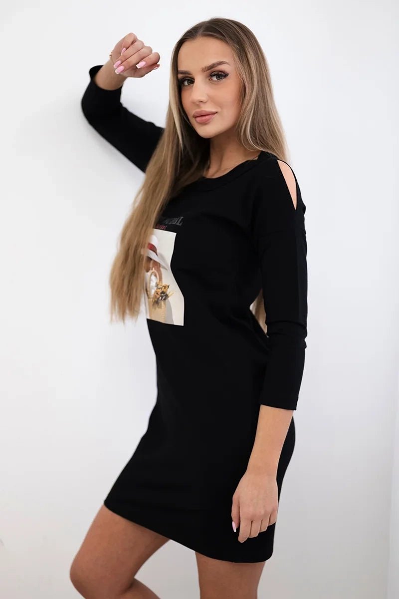 Dress with a print 66858 / – Black цвет / color | Lexline Fashion