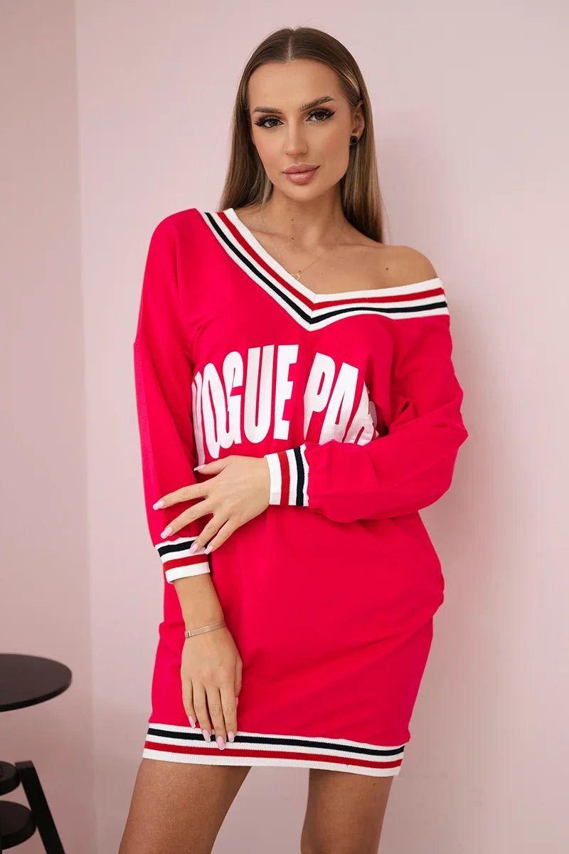 Dress with a print Paris 8878 / – Fuchsia цвет / color | Lexline Fashion