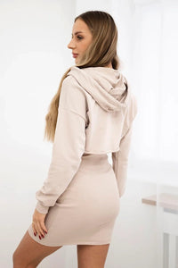 Dress with a short sweatshirt 9342 / – Beige цвет / color | Lexline Fashion