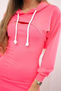 Dress with a short sweatshirt 9342 / – Pink || Neon цвет / color | Lexline Fashion