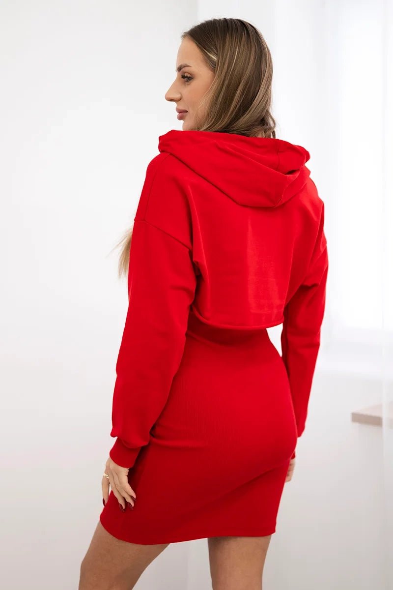 Dress with a short sweatshirt 9342 / – Red цвет / color | Lexline Fashion