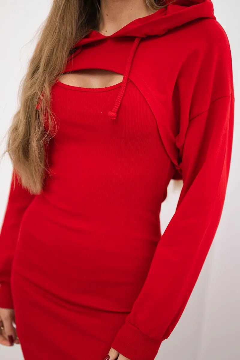 Dress with a short sweatshirt 9342 / – Red цвет / color | Lexline Fashion