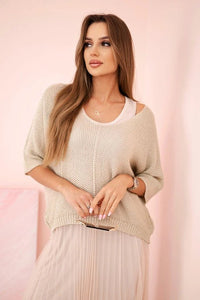 Dress with an openwork sweater 5392 / – Beige цвет / color | Lexline Fashion