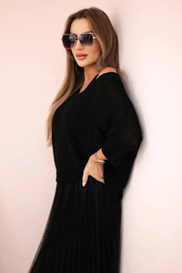 Dress with an openwork sweater 5392 / – Black цвет / color | Lexline Fashion