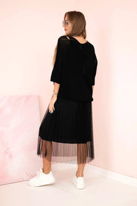 Dress with an openwork sweater 5392 / – Black цвет / color | Lexline Fashion