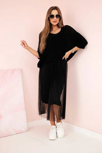 Dress with an openwork sweater 5392 / – Black цвет / color | Lexline Fashion