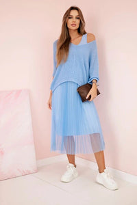 Dress with an openwork sweater 5392 / – Blue цвет / color | Lexline Fashion