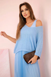 Dress with an openwork sweater 5392 / – Blue цвет / color | Lexline Fashion