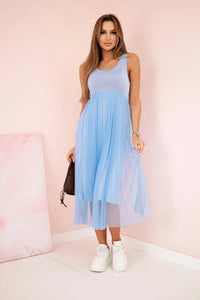 Dress with an openwork sweater 5392 / – Blue цвет / color | Lexline Fashion