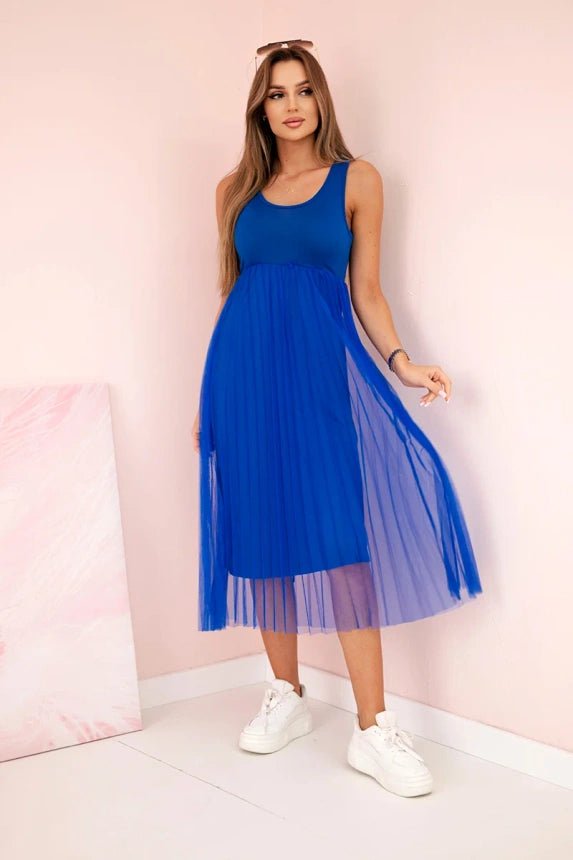 Dress with an openwork sweater 5392 / – Blue cornflower цвет / color | Lexline Fashion