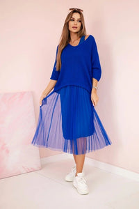 Dress with an openwork sweater 5392 / – Blue cornflower цвет / color | Lexline Fashion