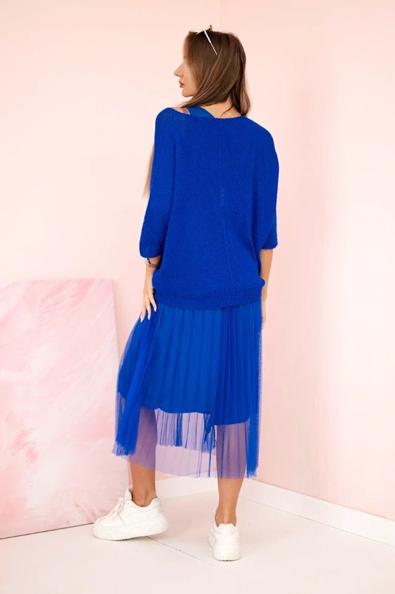 Dress with an openwork sweater 5392 / – Blue cornflower цвет / color | Lexline Fashion