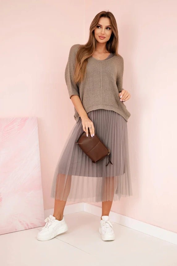 Dress with an openwork sweater 5392 / – Fango цвет / color | Lexline Fashion