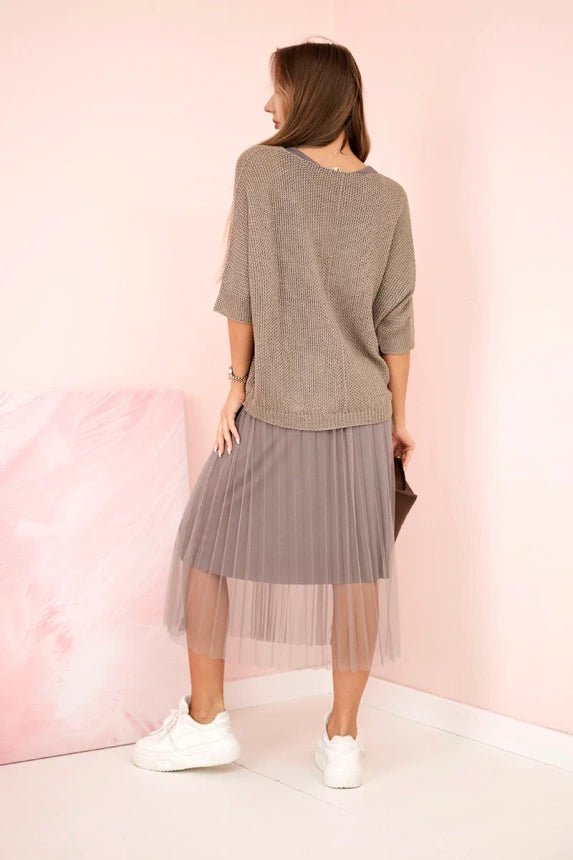 Dress with an openwork sweater 5392 / – Fango цвет / color | Lexline Fashion
