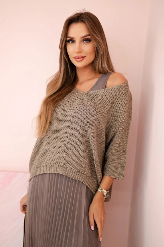 Dress with an openwork sweater 5392 / – Fango цвет / color | Lexline Fashion