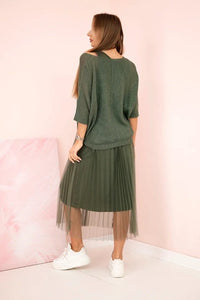 Dress with an openwork sweater 5392 / – Khaki цвет / color | Lexline Fashion