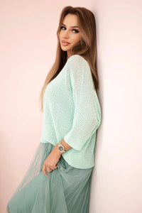 Dress with an openwork sweater 5392 / – Mint цвет / color | Lexline Fashion
