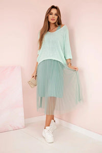 Dress with an openwork sweater 5392 / – Mint цвет / color | Lexline Fashion