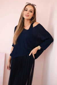 Dress with an openwork sweater 5392 / – Navy blue цвет / color | Lexline Fashion