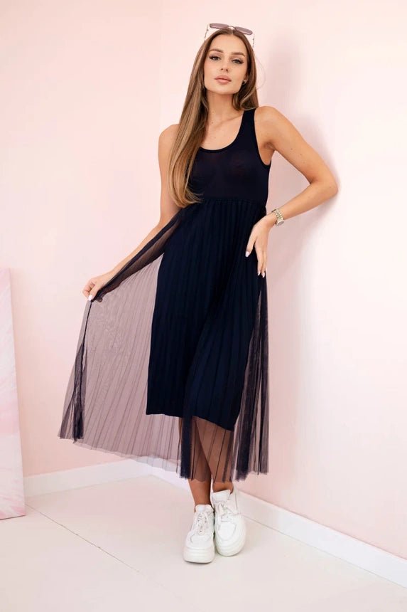 Dress with an openwork sweater 5392 / – Navy blue цвет / color | Lexline Fashion