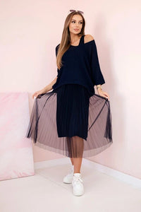 Dress with an openwork sweater 5392 / – Navy blue цвет / color | Lexline Fashion