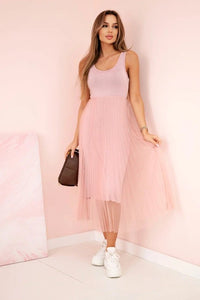 Dress with an openwork sweater 5392 / – Powder цвет / color | Lexline Fashion